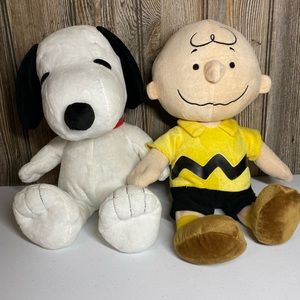 LOT OF 2 PEANUTS GANG PLUSH CHARLIE BROWN AND SNOOPY KOHLS CARES Kohl’s